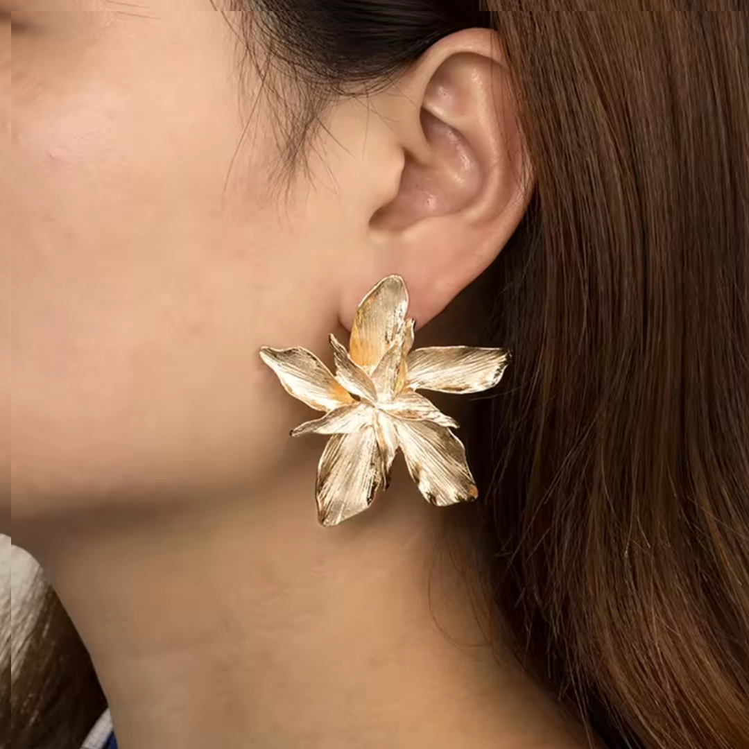 Geometric Layered Flower Stud Earring