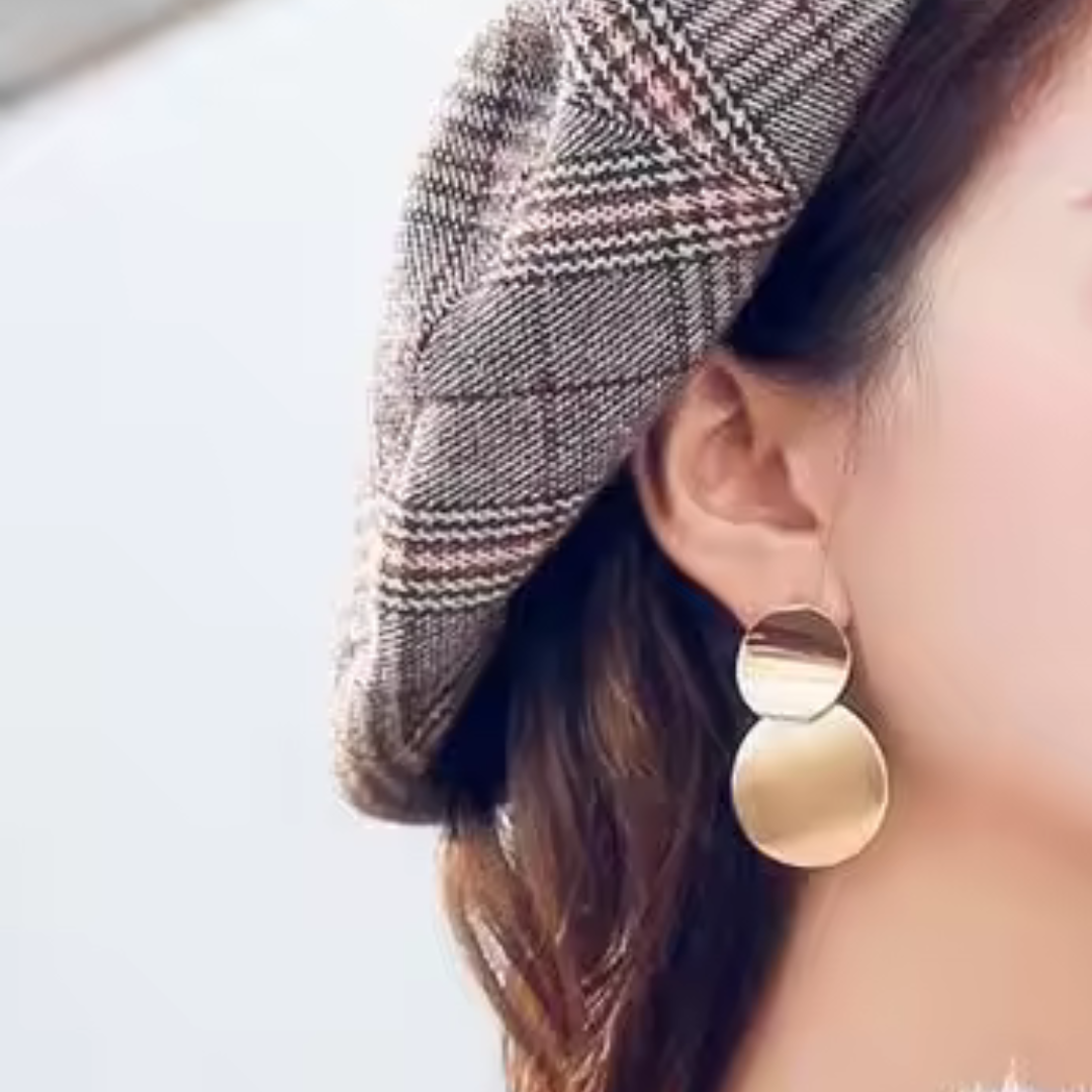 Gold Disc Drop Earrings