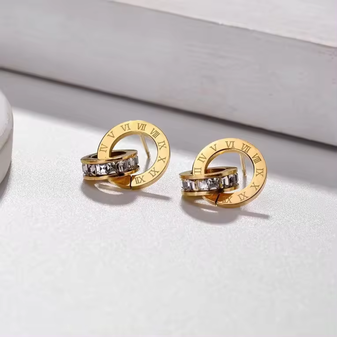 Stylish Roman Earrings Diamond Simulant