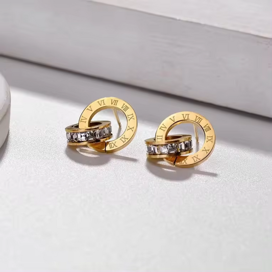 Stylish Roman Earrings Diamond Simulant