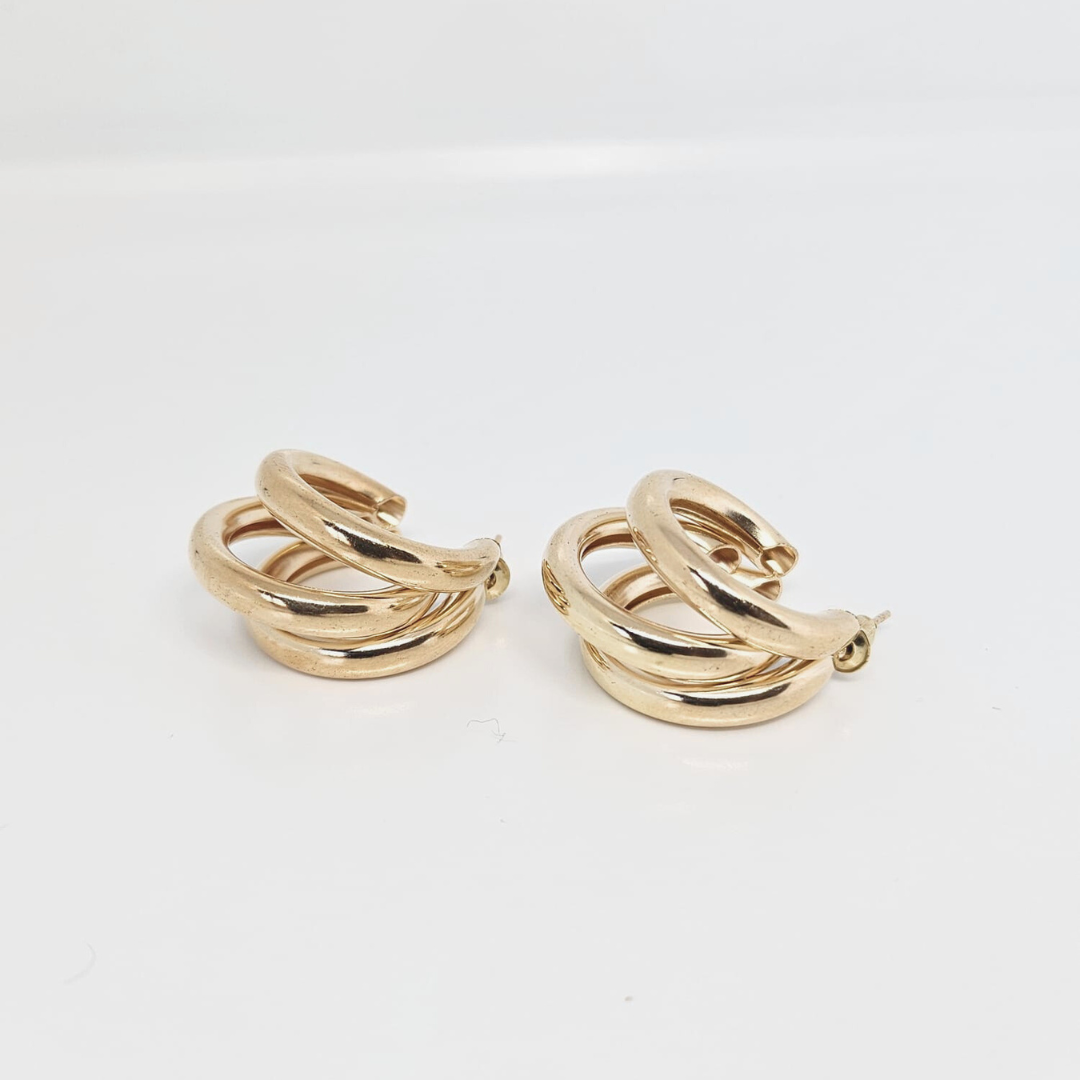 Gold Plated Geometric Hoop Earring - Pack of 3