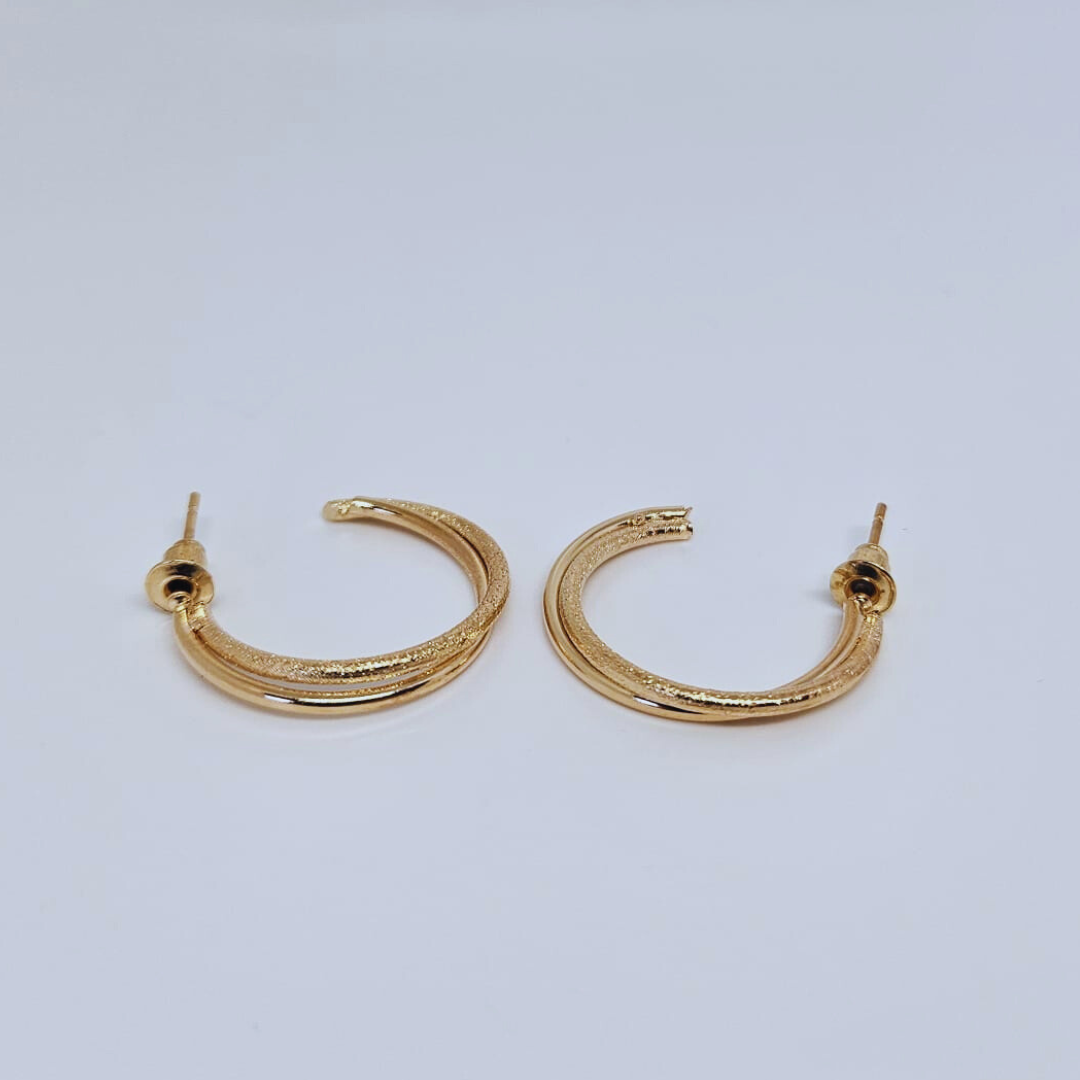 Gold Plated Geometric Hoop Earring - Pack of 6