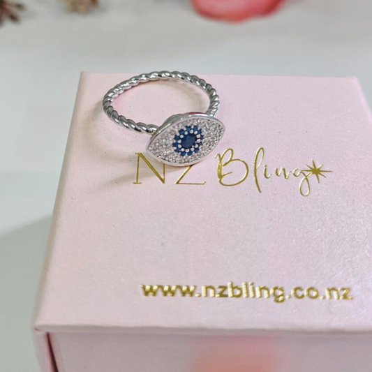 Evil Eye Fidget Spinner Rings - Adjustable 925 Silver