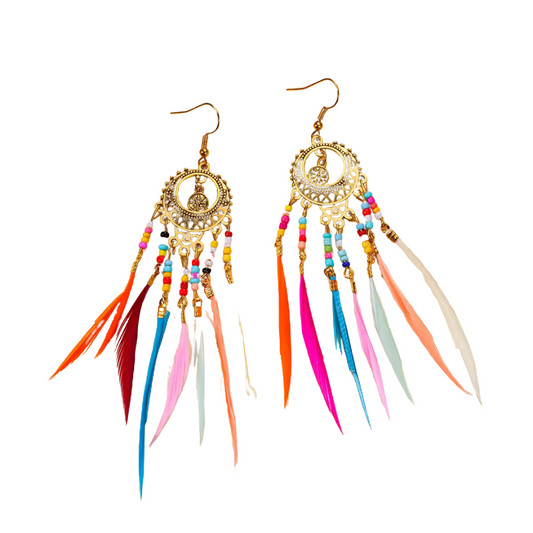 Dream Catcher Bohemian Style Long Earring Rainbow