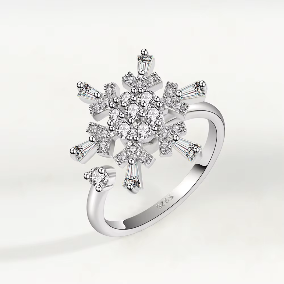 Snow Flake Anxiety Fidget Spinner Rings - Adjustable 925 Silver
