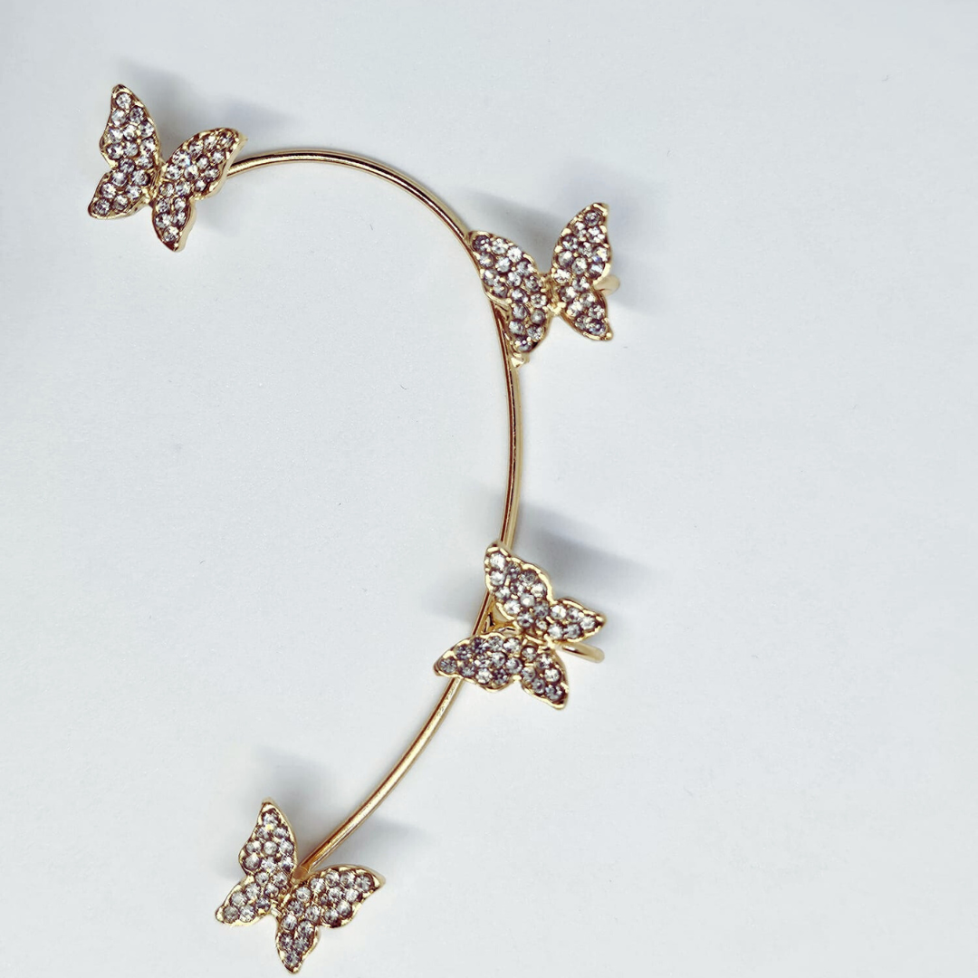Sparkling Butterfly Studded Ear Clips