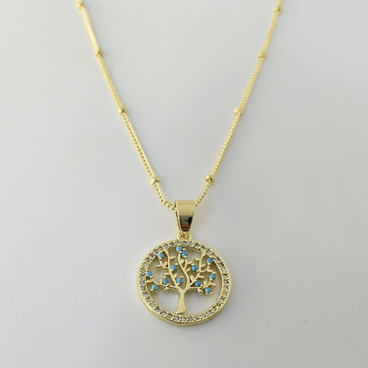 Everblue Tree Of Life Pendant Necklace 18K Gold