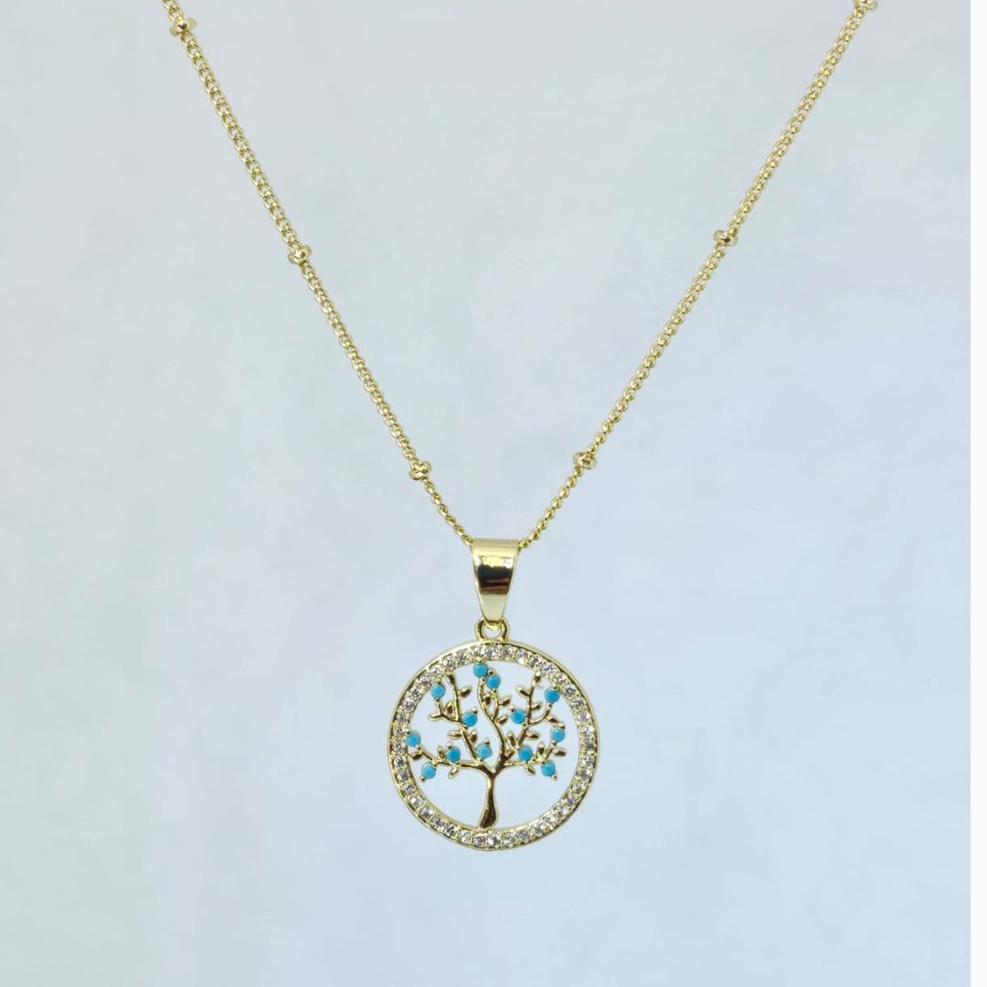 Everblue Tree Of Life Pendant Necklace 18K Gold