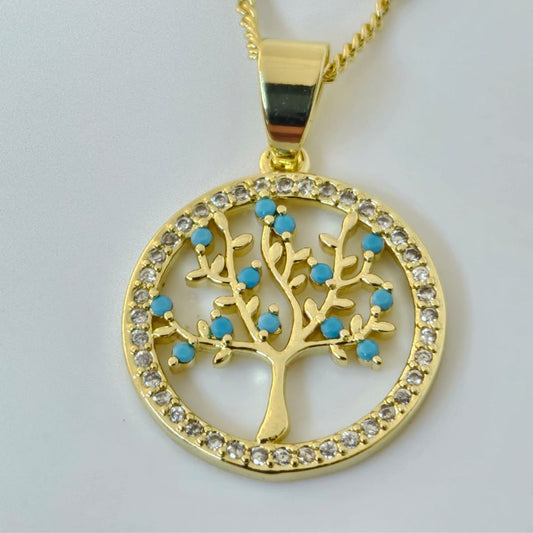 Everblue Tree Of Life Pendant Necklace 18K Gold