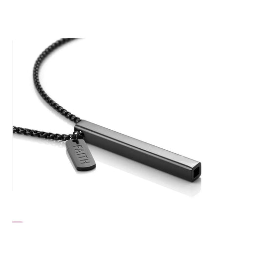 Mindful Breathing Necklace Black In Square Tube Design