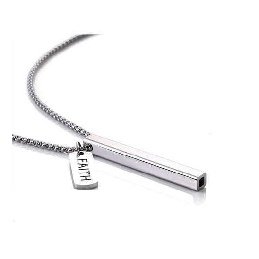 Mindful Breathing Necklace Silver In Square Tube Design