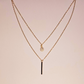 Double Chain Chrystal Charm Necklace 18K Gold Plated