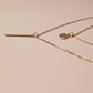Double Chain Chrystal Charm Necklace 18K Gold Plated