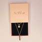 Double Chain Chrystal Charm Necklace 18K Gold Plated