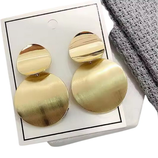 Gold Disc Drop Earrings