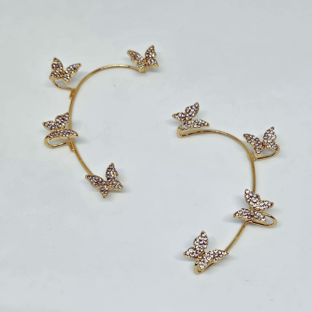 Sparkling Butterfly Studded Ear Clips