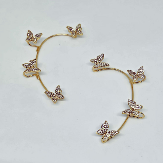 Sparkling Butterfly Studded Ear Clips
