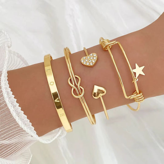 Heart & Soul Gold Plated Bracelet Set