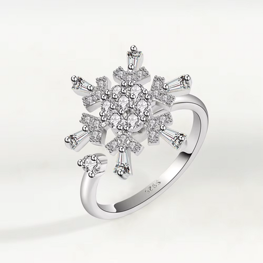 Snow Flake Anxiety Fidget Spinner Rings - Adjustable 925 Silver