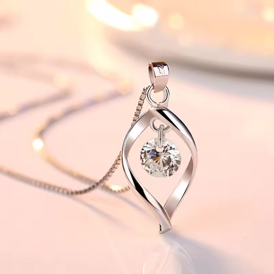 Zircon Wave Pendant Necklace