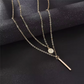 Double Chain Chrystal Charm Necklace 18K Gold Plated