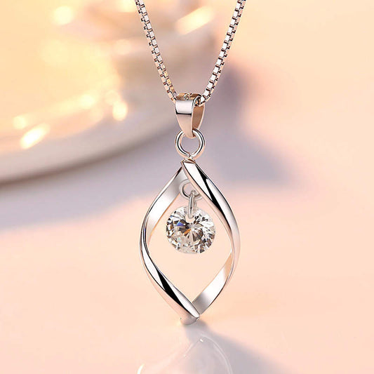 Zircon Wave Pendant Necklace